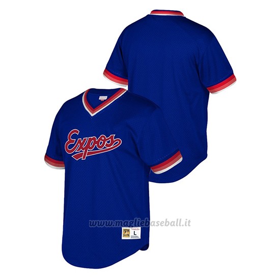 Maglia Baseball Uomo Montreal Expos Cooperstown Collection Mesh Wordmark V-neck Blu